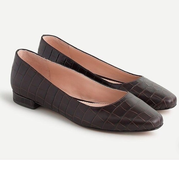 J. Crew Shoes - J.Crew Carolyn Croc Embossed Leather Skimmer Flats size 7